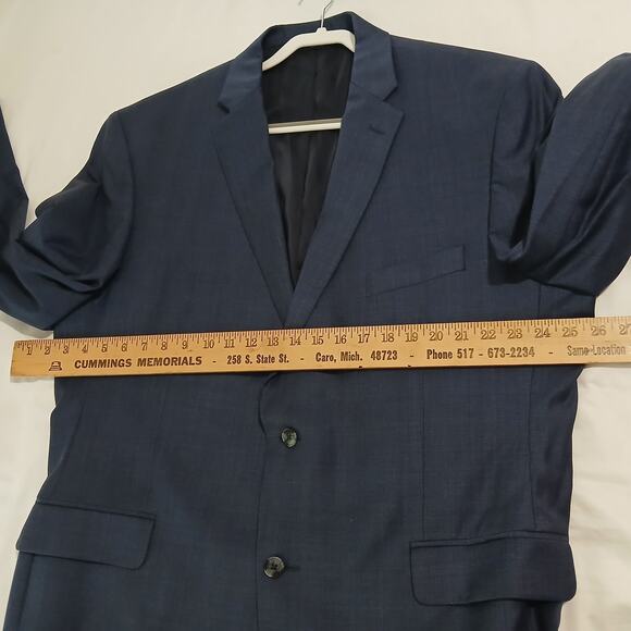 Jos.A.Bank Traveler 48 Long !00% wool tailored fit deep blue Men's blazer lined - Picture 11 of 14